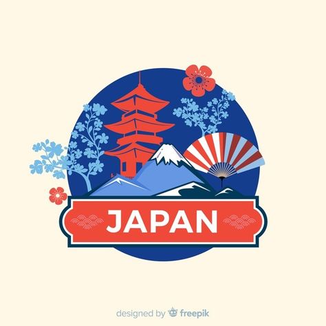 Flat vintage travel label background | Premium Vector #Freepik #vector #background #logo #business #vintage Logo Design Japanese, Tokyo Olympics 2020, Japan Illustration, Tokyo Japan Travel, Japan Logo, Japanese Logo, Japanese Cat, Old Logo, Japon Illustration