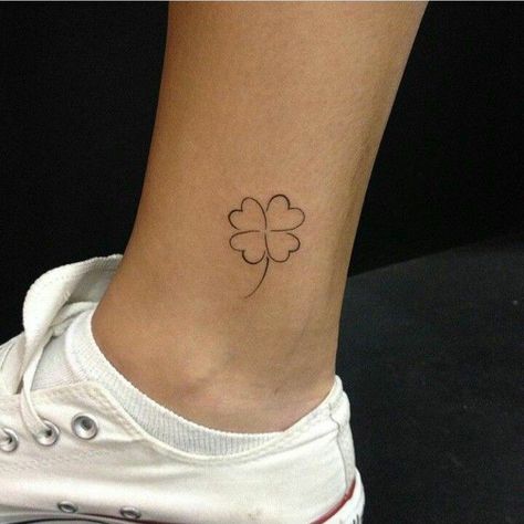 Irish Clover Tattoo, Small Irish Tattoos, Lucky Tattoo, Side Thigh Tattoos, Four Leaf Clover Tattoo, Shamrock Tattoos, Irish Tattoos, Clover Tattoos, Single Line Tattoo