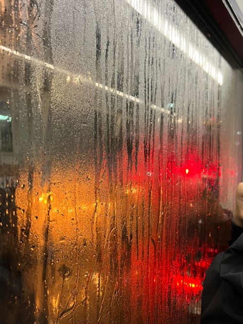 looking out the bus window Bus Window View, Ellie Costume, College Art Projects, Rainy Road, Window Condensation, Bus Window, Road At Night, Rainy Window, Katherine Mansfield