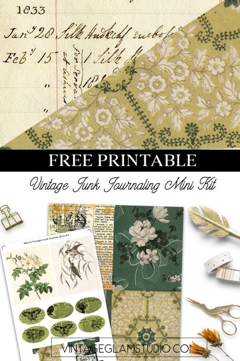 2024 Scrapbook, Printables Journal, Free Printable Journal, Journal Printables Free, Free Paper Printables, Printable Journal Cards, Scrapbook Printables Free, Vintage Paper Printable, Journaling Kit