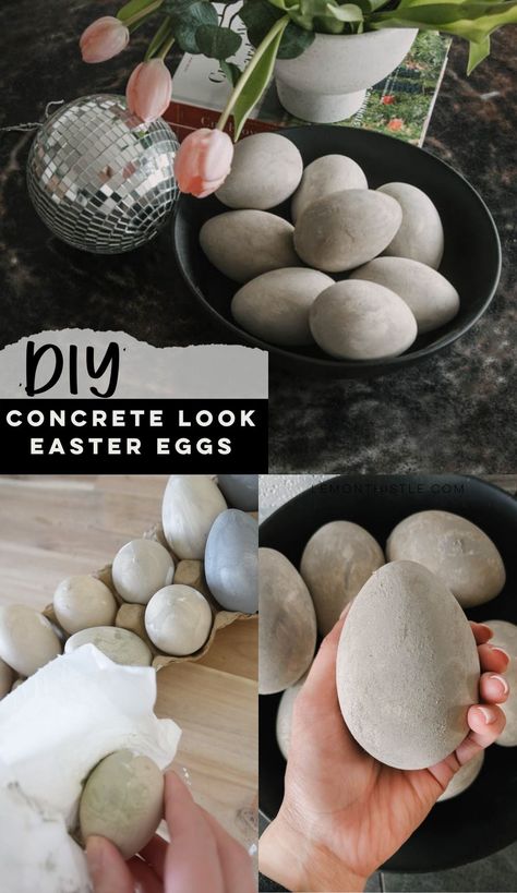 Concrete Eggs Diy, Modern Easter Decor Ideas, Diy Easter Eggs Decorations, Modern Easter Decorations, Minimalist Easter Decor, Boho Easter Decor, Easter Diy Decorations, Modern Spring Decor, Modern Easter Egg