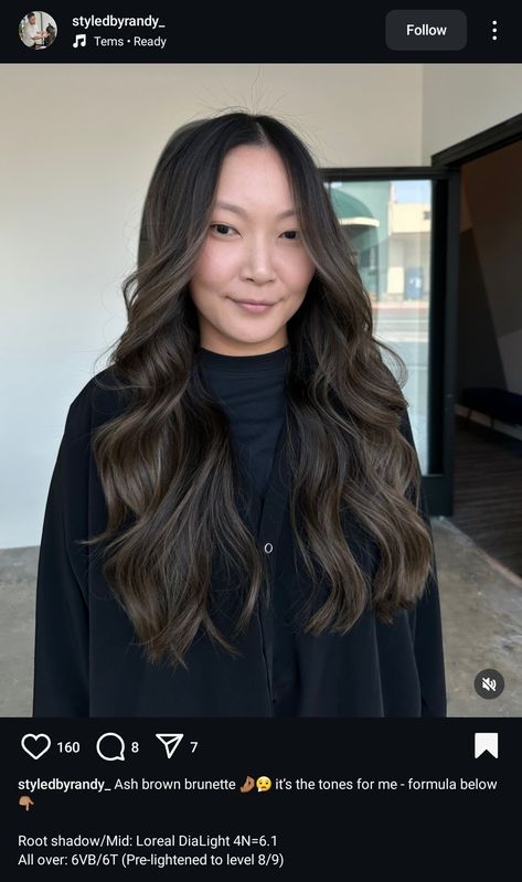 Espresso Ash Brown Hair, Balayage For Dark Brown Hair Asian, Asian Hair Balayage Ash Brown, Asian Hair Balayage Ash, Asian Brunette Hair, Ashy Dark Brown Hair Balayage, Ash Brown Balayage, Ash Brown Hair, Brown Hair Inspo