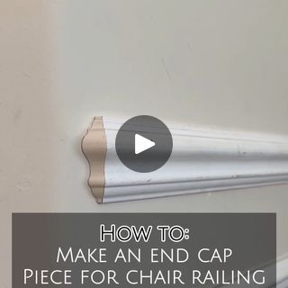 240K views · 15K reactions | TUTORIAL ON HOW TO MAKE AN END CAP or END RETURN PIECE for chair railing! (This also works for baseboards too) 🙌🏻  A flat, raw 90 degree edge on your chair railing or baseboard is NOT the way to go when your wall ends to an open space.🙅🏻‍♀️ This is the perfect way to make an end cap on those chair railing or baseboard pieces that don’t butt up against another wall, or door/window casing and end on an open corner. Having an end cap makes your trim look beautiful and finished! 😍  Once everything is caulked and painted, it will look like a pro did it! But no, YOU DID IT! If you’re considering doing wainscoting in your home, did you find this helpful? 😀  Don’t forget to LIKE, SAVE/SHARE, and COMMENT for more DIY and tutorials!! ❤️ . . . . . #tutorial #chairra How To Make Chair Railing On A Wall, How To Remove Chair Rail Molding, How To Cut Baseboard Corners, Removing Chair Rail, Chair Rail End Cap, Chair Railing, Panel Molding, Wall Panel Molding, Ceiling Trim