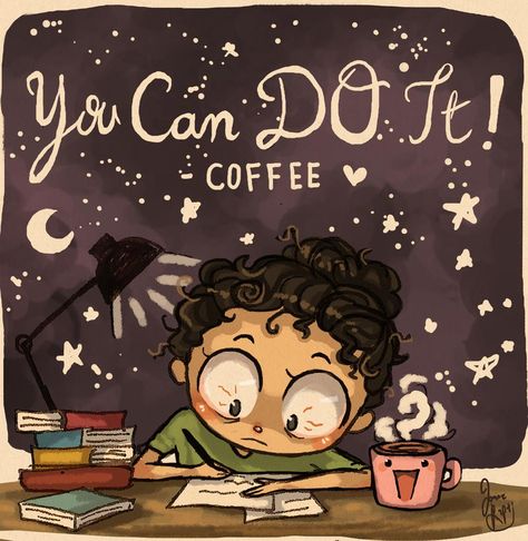 Exam Wallpaper, Digital Portrait Illustration, And So It Begins, Cute Images With Quotes, Illustration Art Girl, Coffee And Books, Dreamy Art, Girls Cartoon Art, Girly Art