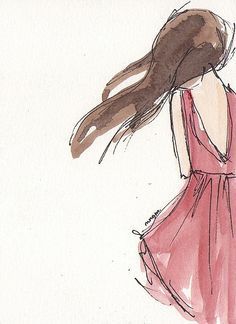 watercolor dress art - Google Search Watercolor Dress Art, Art Development, Sketch Simple, Art Mediums, Simple Drawings, Watercolor Dress, White Illustration, Sketchbook Art, Portrait Sketches