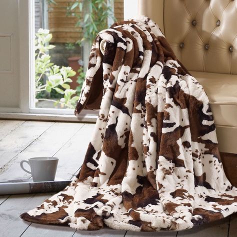 Oversized Luxury Throw 60" x 70"   Cow #LUXURYTHROW Cow Print Blanket, Western Bedroom Decor, Western Rooms, Western Bedroom, Faux Fur Throw Blanket, Luxury Throws, Faux Fur Blanket, Fur Throw Blanket, Blanket Black