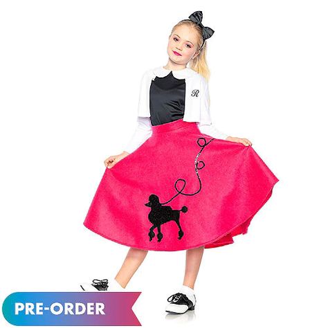 Kids Poodle Skirt, Kids 50s Costume, Poodle Skirt 50s, Girls Poodle Skirt, 50s Style Outfits, Poodle Silhouette, 50s Costume, White Cropped Sweater, Seeing Red