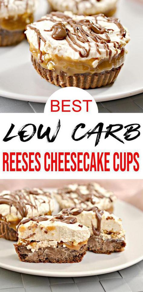 Don't pass up these Reese's cheesecake cups. Check out this low carb Reese's candy cheesecake recipe. Best homemade keto cheesecake bites.Sugar free & gluten free chocolate Reese's cheesecae for ketogenic diet.Great 2021 New Years healthy eating recipe sugar free & gluten free.Perfect Valentines day desserts idea.Low carb keto chocolate & peanut butter cheesecake. DIY low carb peanut butter chocolate recipe w/ Reese's recipe.For more keto low carb #cheesecake recipes see KimspiredDIY #chocolate Peanut Butter Cheesecake Cups, Easy Snacks Desserts, Keto Cheesecake Bites, Candy Cheesecake, Reeses Cheesecake, Keri Soup, The Boiled Egg Diet, Low Carb Cheesecake Recipe, Chocolate Peanut Butter Cheesecake