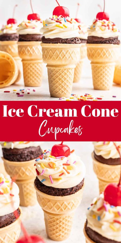 Ice Cream Cone Cupcakes - I Heart Eating Ice Cream Cone Cupcake Cake, Cupcake Cones Recipe, Chocolate Cheesecake Cupcakes, Ice Cream Cone Cupcake, Adorable Desserts, Cake Cone, Whipped Buttercream Frosting, Cupcakes Lemon, Homemade Cake Mixes