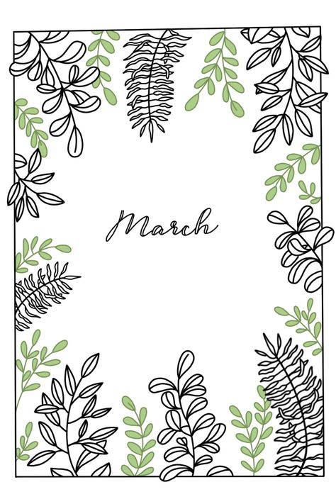 March Journal Spread, March Planner Ideas, March Journal Cover, March Doodles, March Scrapbook, March Bullet Journal Ideas, March Bullet Journal Cover, Bullet Journal Month Cover, March Cover Page