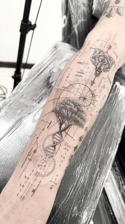 Tattoo Design Template, Geometric Universe Tattoo, Linework Tattoo Design, Bonsai Tattoo, Geometric Tattoo Leg, Mandala Tattoo Men, Bonsai Tree Tattoos, Geometric Tattoo Sleeve Designs, Geometric Tattoo Pattern