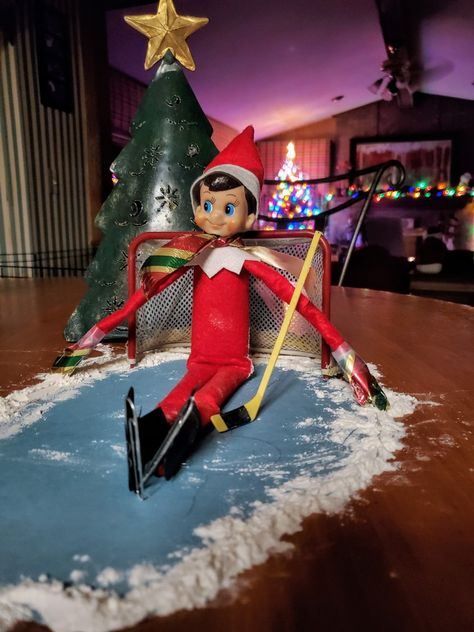 Hockey Elf On The Shelf Ideas, Elf On The Shelf Hockey Ideas, Elf Ice Skating, Gymnastic Elf On The Shelf, Elf On Shelf Gymnastics, Ice Skating Elf On The Shelf, Toddler Projects, Wake Ideas, Sport Quotes Motivational