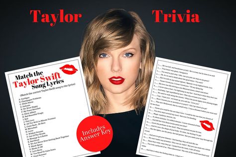 Taylor Swift Trivia Printable, Eras Bachelorette, Taylor Song Lyrics, Taylor Swift Trivia, Galentines Girls Night, Name That Tune Game, Taylor Swift Birthday Party Ideas, Party Sleepover, Name That Tune