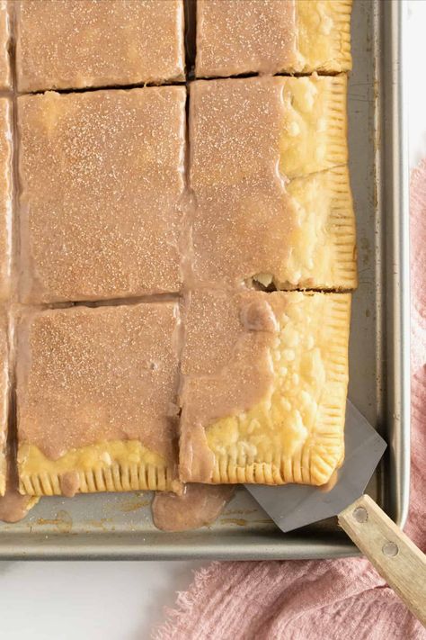 Cinnamon Brown Sugar Sheet Pan Pop Tart by The BakerMama Brown Sugar Poptart Recipe, Homemade Cinnamon Pop Tarts, Large Pop Tart, Pie Crust Pop Tarts Brown Sugar, Pop Tart Cobbler, Sheet Pan Muffins, Easy Pop Tart Recipe, Giant Pop Tart, Homemade Brown Sugar Pop Tarts