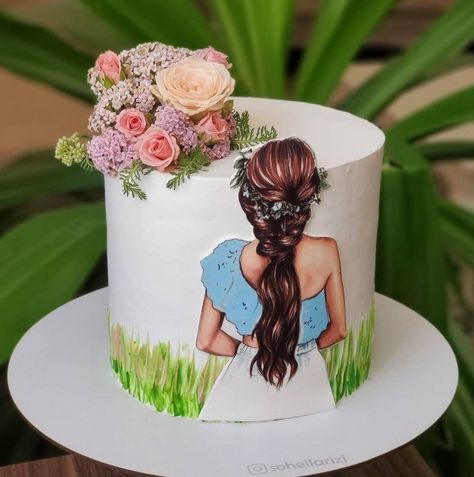 Cake Reference, Edible Print Cake, Decor Tort, Cake Pic, Fairy Birthday Cake, Birthday Cake With Flowers, Edible Image Cake, Cake Decorating Frosting, Edible Printing