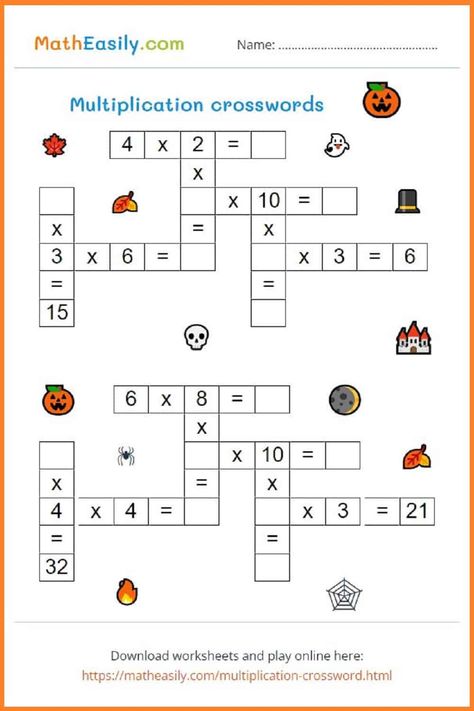 Math Halloween Puzzles Online + PDF 🎃 Multiplication Puzzles Free, Free Halloween Math Worksheets, Halloween Theme Activities, Math Puzzles For Kids, Halloween Worksheets For Kids, Steam Projects For Kids, Fun Halloween Math, Halloween Multiplication, Logic Puzzles For Kids