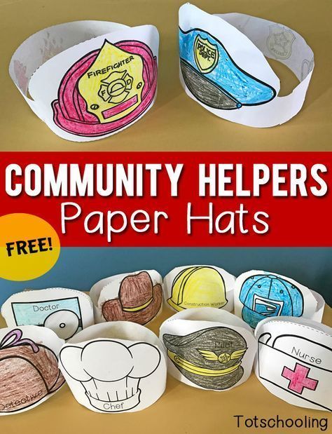 FREE printable Paper Hats that kids can color and wear when learning about community helpers, occupations, or when doing dramatic and pretend play. Great for preschool and kindergarten! Community Helpers Preschool Crafts, Community Helper Lesson, Community Helpers Kindergarten, Community Helpers Crafts, Community Helpers Preschool Activities, Free Printable Paper, Community Helpers Unit, Free Printables For Kids, Community Helpers Theme