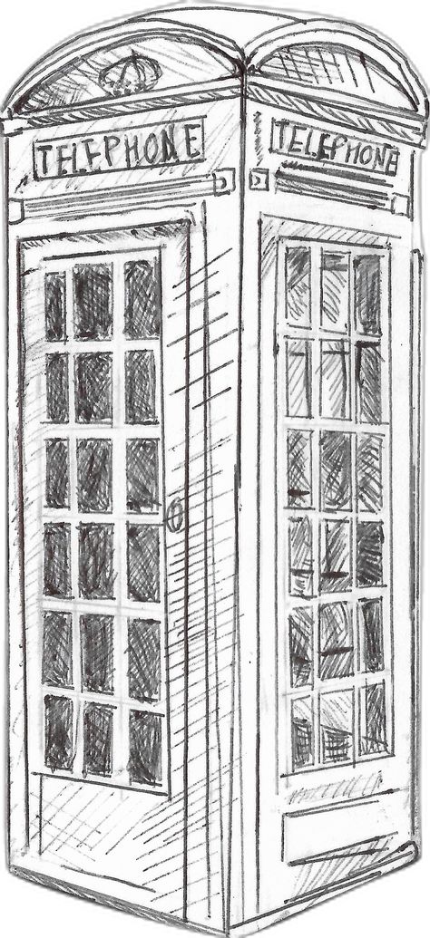 London Telephone Box. Biro. Sketch. with some pencil shading Telephone Box Drawing, Telephone Sketch, Telephone Box, Telephone Booth, Pencil Shading, Phone Box, Phone Booth, Old Phone, Sketch Inspiration