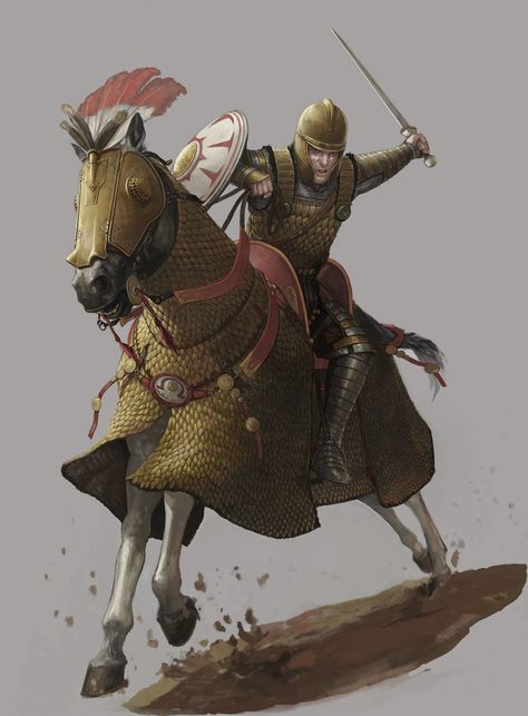 Roman Warrior Art, Mount And Blade Bannerlord, Eastern Roman Empire, Byzantine Army, Heavy Cavalry, Crimson Clover, Roman Armor, Fantasy Story Ideas, Historical Warriors