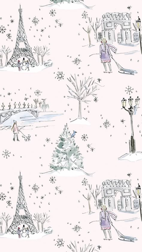 Love my cute new Paris themed winter wallpaper for my phone ☃️🌸 Winter Lock Screen, Christmas Lockscreens, Decorating Gingerbread Houses, Christmas Moodboard, Collage Kit Aesthetic, Layout Phone, Festive Illustration, Holiday Pack, Winter Wallpapers