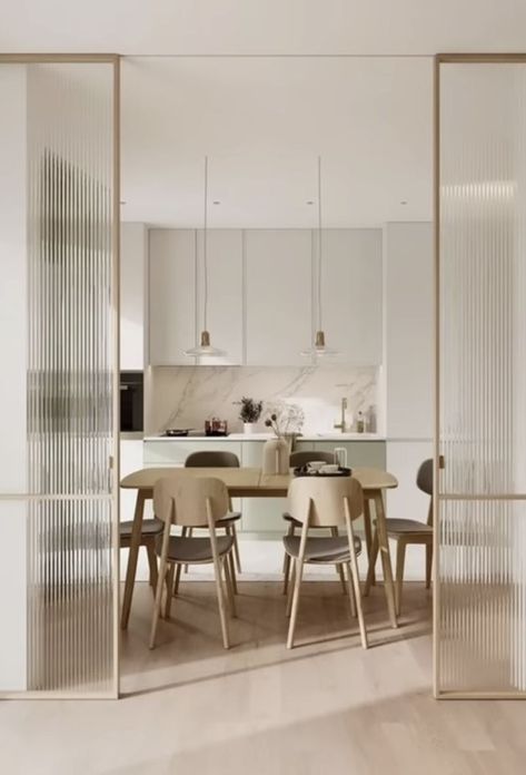 Kitchen Sliding Doors, Kitchen Room Design, Bedroom Refresh, Open Kitchen, Apartment Interior, Glass Doors, House Inspo, Dream Home Design, 인테리어 디자인