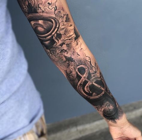 Arm Tattoos Music, Music Staff Tattoo, Dj Tattoo, Piano Tattoo, Drum Tattoo, Arm Tattoos For Guys Forearm, Tattoo Perna, Music Tattoo Sleeves, Music Notes Tattoo