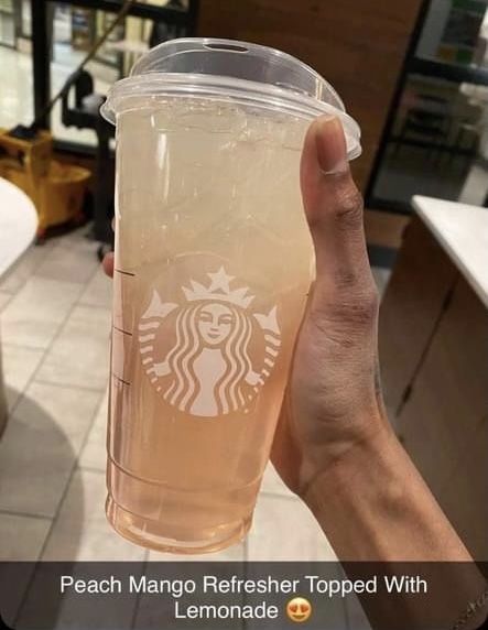 Starbucks Drinks Mango, Mango Refresher, Starbucks Specialty Drinks, Starbucks Drink Menu, Starbucks Drink Ideas, Starbucks Secret Menu Recipes, Cold Starbucks Drinks, Starbucks Drinks To Try, Starbucks Drinks Diy