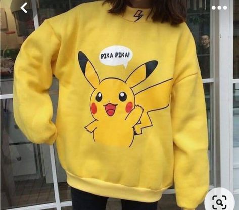 Pikachu Clothes, Pokemon Sweatshirt, Yellow Pokemon, Pikachu Hoodie, Uniqlo Style, Pokemon Clothes, Aesthetic Yellow, Yellow Pastel, Anime Tees