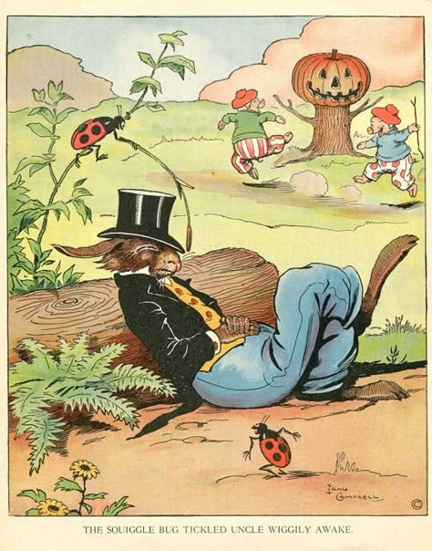 Lang Campbell Uncle Wiggly, Bugs Illustration, Fables Comic, Hood Books, Scene Tattoo, Lady Bugs, Childhood Books, Rabbit Art, Children's Literature