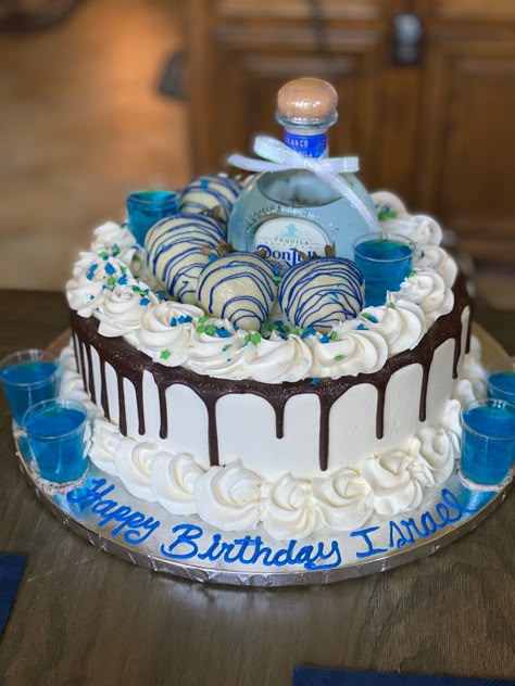 21st Birthday Cake Liquor, Guy Cakes Birthday Ideas, Birthday Cakes For Men 21, Blue Strawberry Cake, 21st Birthday Ideas For Guys Cake, Birthday Cake For 21 Year Old Guy, Funny 21st Birthday Cake For Guys, Cake For 21st Birthday Men, Guy Cake Ideas