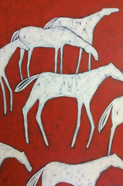 Modern Horse Paintings, Red Canvas Painting, Red Canvas, Painted Horse, Red Acrylic Painting, Red Artwork Painting, Horse Modern Art, Horse Illustration Art, Red Paintings