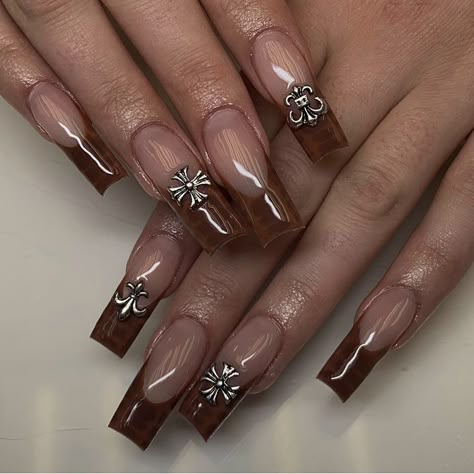 American Nail Designs, Nail Design Brown, Ethereal Nails, Vogue Nails, Japanese Nail Design, Gel Toe Nails, Sculpted Nails, Japanese Nail, Grunge Nails