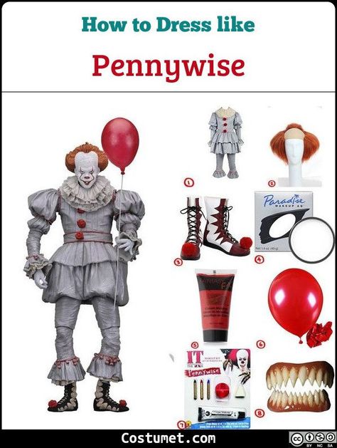 Clown Pennywise Costume for Cosplay & Halloween 2021 Pennywise Wig, Clown Diy, Pennywise Halloween Costume, Pennywise Cosplay, It Costume, Pennywise Costume, Pennywise Halloween, Clown Wig, It Pennywise