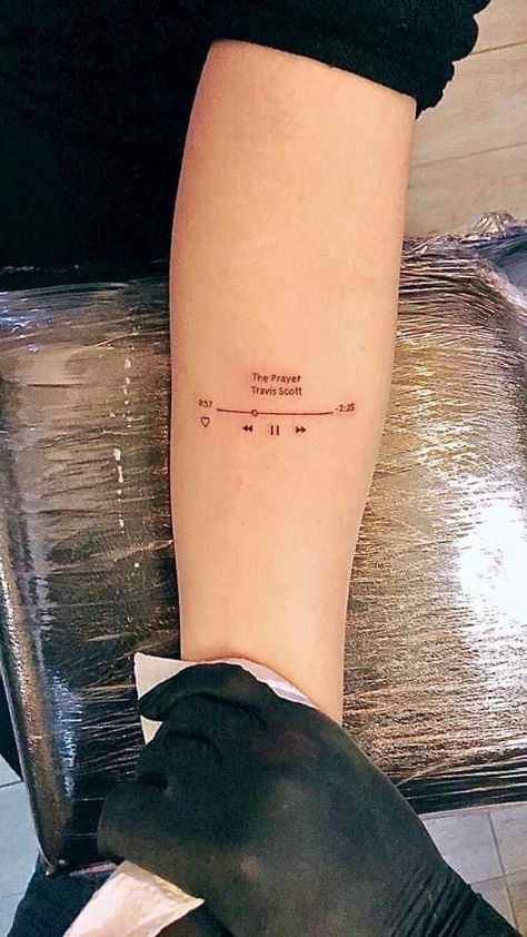 Song Tattoos Ideas Spotify, Tattoo Ideas Female Lyrics, Song Tattoo Designs, Spotify Song Tattoo, Spotify Barcode Tattoo, Spotify Tattoo Ideas, Travis Scott Inspired Tattoos, Space Song Tattoo, Travis Scott Tattoo Design