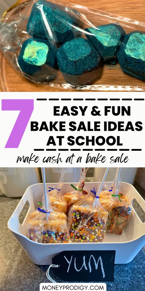 Easy bake sale at school ideas - need ideas for what to make for a bake sale? Either your child or you can make these really simple recipes. I love how easy and UNIQUE they are. I think they'll be really successful at a bake sale. Store Bought Bake Sale Ideas, What To Make For Bake Sale, Selling Baked Goods At Craft Fairs, Bake Sale Fundraiser Ideas, Popular Bake Sale Items, Kid Market Day Ideas, Easy Bake Sale Ideas Fundraiser, Simple Bake Sale Ideas, Market Day Ideas For Kids