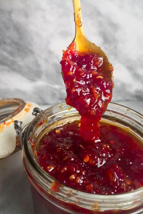 Easy Sweet Chilli Jam Recipe (30 Minutes) - Dished by Kate Chili Jam Recipe, Chilli Jam Recipe, Chilli Chutney Recipes, Chili Jam, Easy Chilli, Chilli Jam, Sweet Chilli Sauce, Jam And Jelly, Jam Recipe