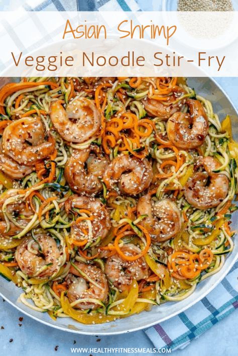 Shrimp And Zoodle Recipe, Asian Zoodle Recipes, Zoodles And Shrimp, Zoodle Meals, Zucchini Noodles And Shrimp, Shrimp And Zucchini Noodles, Shrimp With Zucchini Noodles, Zucchini Noodles Recipe, Zucchini Zoodles