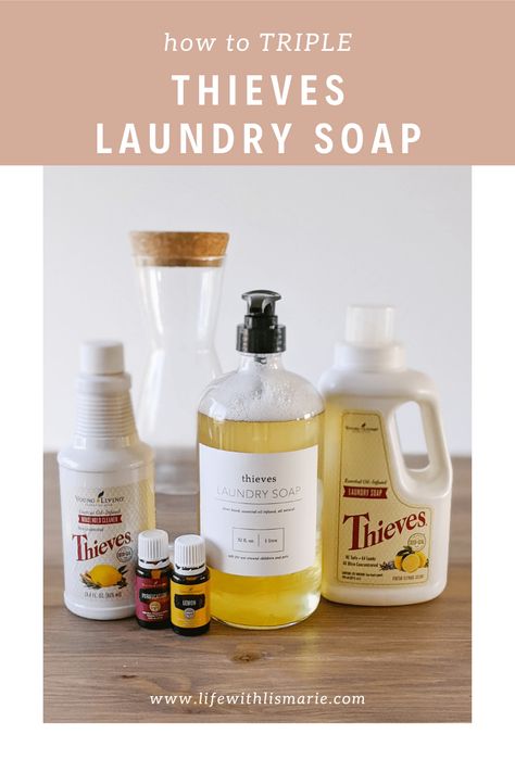 Thieves Laundry Detergent Recipe, Homemade Thieves Dish Soap, Thieves Laundry Soap Recipe, Diy Thieves Hand Soap, Diy Laundry Sanitizer, Diy Thieves Laundry Detergent, Thieves Laundry Detergent, Diy Laundry Detergent Liquid, Thieves Laundry Detergent Hack