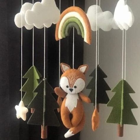 ByCrescentDecor - Etsy Nepal Fox Mobile, Baby Play Gym Toys, Camping Baby, Boho Mobile, Mobile Girl, Whale Nursery, Woodland Mobile, Baby Gym Toys, Baby Play Gym