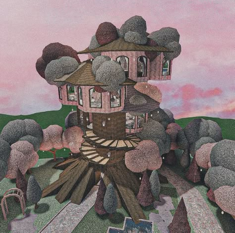 Whimsical Bloxburg House, Bloxburg Treehouse Build, Bloxburg Treehouse Layout, Two Story House Bloxburg, How To Make A Tree House In Bloxburg, Bloxburg Treehouse Ideas, Bloxburg Fairy House Ideas, Bloxburg Hillside Cottage, One Story House Bloxburg