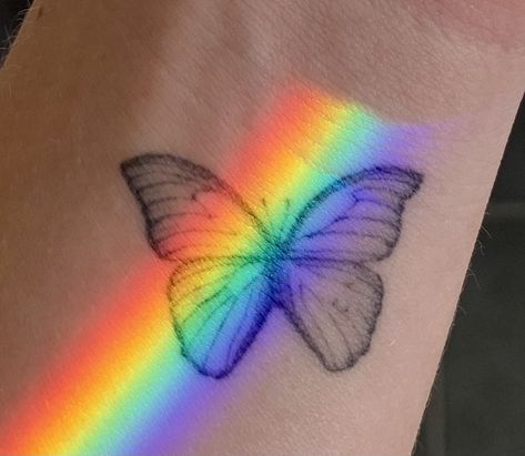 Rainbow Butterfly Tattoo, Pride Tattoo Ideas, Gay Pride Tattoos, Daughters Name Tattoo, Pastel Tattoo, Tattoo Kids, Rainbow Tattoo, Mama Tattoo, Pride Tattoo