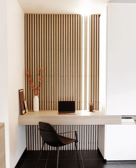 Wooden Panelling Walls Office, Small Office Panelling, Workspace Design Office, Led Wall Panels, Office Feature Wall, Slatted Wall, Wooden Cupboard Design, Wooden Panelling, White Wood Wall