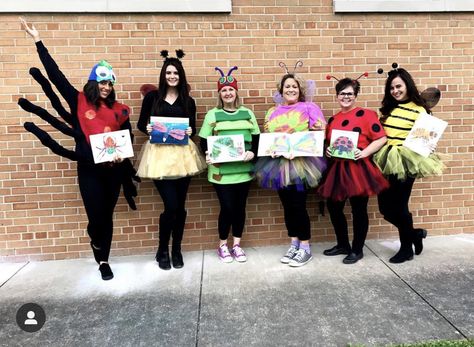 Eric Carle characters Kindergarten Teacher Halloween Costume Ideas, Easy Halloween Costumes For Teachers, Teacher Halloween Costumes Group, Halloween Costumes For Teachers, Costumes For Teachers, Wicked Witch Costume, Storybook Character Costumes, Book Characters Dress Up, Prek Crafts