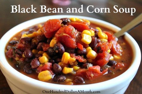 22 Slow Cooker Recipes to Help Make Dinner Stress-Free - One Hundred Dollars a Month Black Bean Soup Crock Pot, Corn Crockpot, Bean And Corn Soup, Quick And Easy Taco Soup Recipe, Taco Soup Recipe Easy, Soup Simple, Black Bean And Corn, Crockpot Soup, Black Bean Recipes