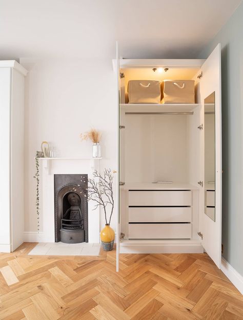 Our Alcove Fitted Wardrobes – Before + After | Fifi McGee Pir Lights, Built In Wardrobe Ideas Alcove, Built In Wardrobe Doors, Bedroom Alcove, Alcove Wardrobe, 1930s Home, Single Wardrobe, Bedroom Built In Wardrobe, Victorian Bedroom