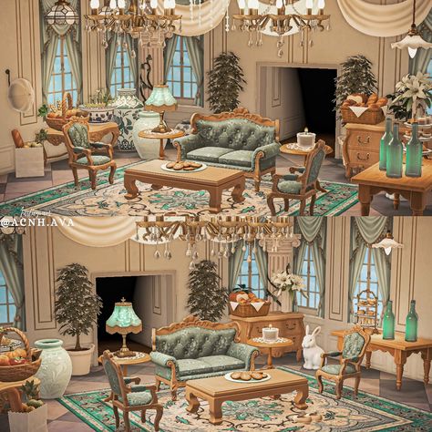 A v a 🦋 on Twitter: "I attempted an interior ✨… " Acnh Skye, Acnh Elegantcore, Acnh Living Rooms Ideas, Acnh Entrance, Acnh House, Animal Crossing Guide, Acnh Design, Happy Home Designer, Animal Crossing Qr Codes Clothes