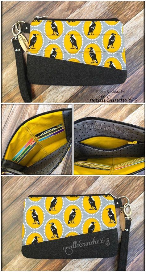 Free clutch bag sewing pattern. Easy and FREE clutch bag to sew with card slots and a zipper pocket on the inside. The outside has an optional carrying strap and a removable wristlet strap. This pretty wristlet bag sewing pattern is free so grab the pattern today! #SewModernBags #SewABag #BagSewingPattern #SewAClutchBag #ClutchBagSewingPattern Clutch Bag Pattern, Bag Sewing Pattern, Lashes Mascara, Sew Ins, Modern Bag, Trendy Sewing, Costura Diy, Eyeshadow Eyeliner, Sewing Purses