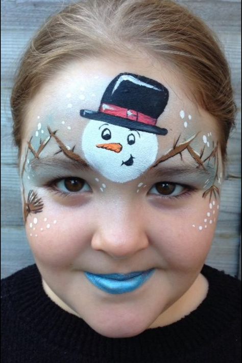 Muñeco de nieve navideño con maquillaje. Painting Balloons, Bodysuit Tattoos, Tattoos Henna, Christmas Face Painting, Cheek Art, Face Painting Easy, Winter Face, Kids Face Paint, Simple Face