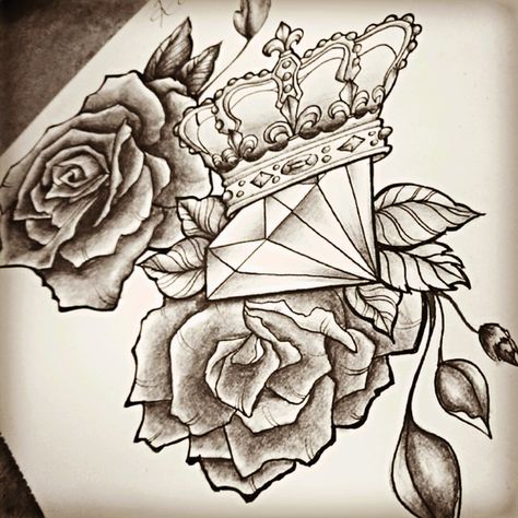 Fiori Frangipani, Tattoo Painting, Crown Drawing, Hourglass Tattoo, Crown Tattoo Design, Diamond Tattoos, Geniale Tattoos, Crown Tattoo, Dope Tattoos