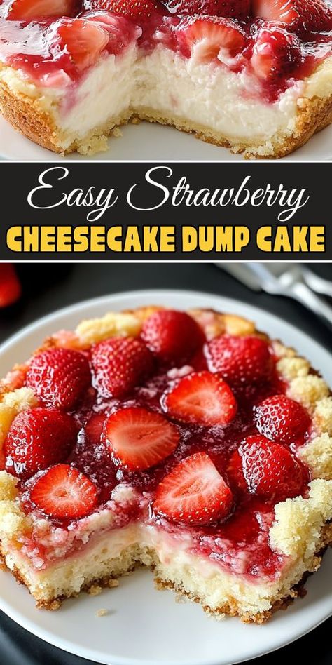 💕🍓 This Strawberry Cheesecake Dump Cake is the perfect dessert for when you want maximum flavor with minimal effort. Just layer a few simple ingredients, bake, and watch the magic happen! ✨ With its creamy cheesecake texture and juicy strawberry topping, this dessert is as easy as it is delicious. Serve it for a weekend treat, potluck favorite, or even a romantic dinner. Pair it with coffee for a dreamy dessert experience! ☕ Save this recipe now to make your next dessert unforgettable! #StrawberryDumpCake #CheesecakeLovers #SimpleDesserts #EasyBaking #WeekendTreats #NoHassleDesserts #BerryDelights Crockpot Strawberry Cheesecake, Strawberry Dump Cheesecake, Strawberry Cake Cheesecake, Strawberry Cheesecake Dump Cake Recipes, Easy Strawberry Desserts 3 Ingredients, Desserts With Fresh Strawberries, Quick Strawberry Desserts, Strawberry Dump Cake Recipes, Strawberry Cream Cheese Dump Cake